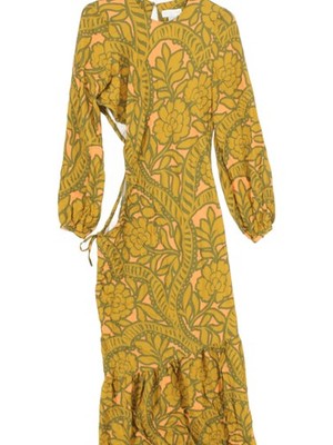 Never Fully Dressed Wrap Midi Dress UK12 in Yellow