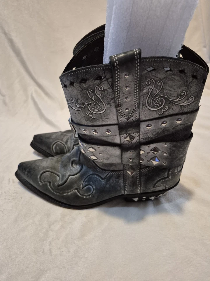 Botas de Vaquero para Mujer Talla 10 - Rockin Country Gris Tachonado Foto 3 de 4