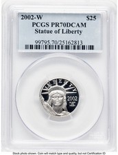 2002-W Proof Platinum Eagle 1/4 oz Blue Label PCGS PR70 (773265024) 3564.00 per troy oz