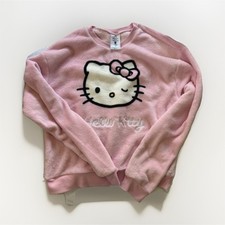 Hybrid Apparel Hello Kitty Sanrio Pink Fleece Crewneck Sweatshirt Women S