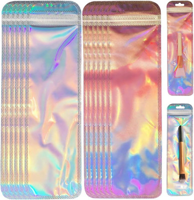 100PCS Holographic Packaging Bag 22 * 5.5cm Resealable Foil Pouch Bag Smell-Proo