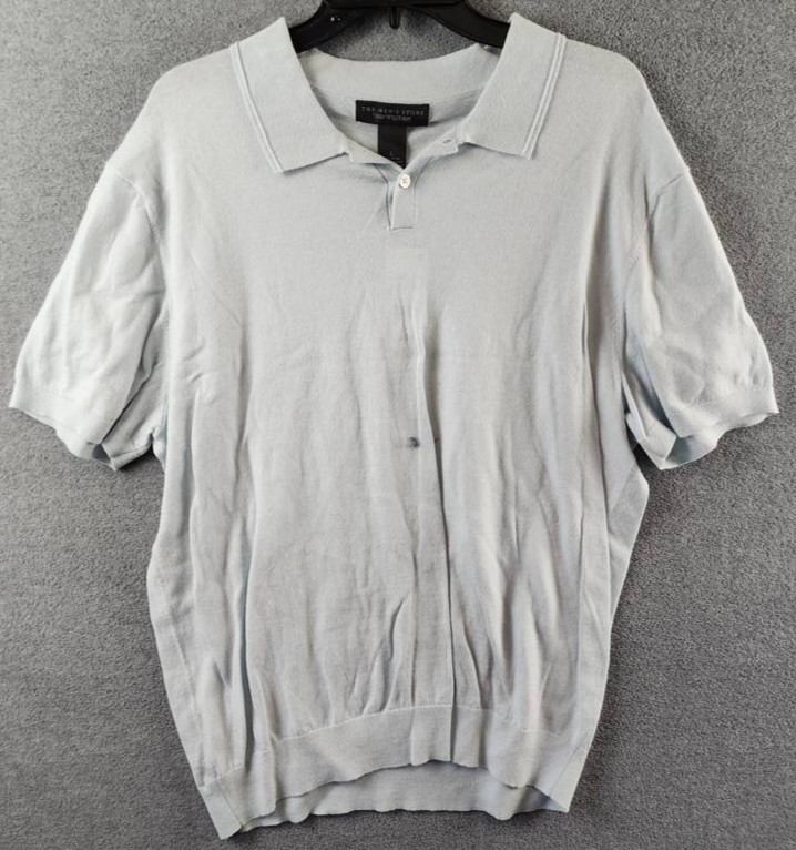 The Mens Store at Bloomingdales Sweater Polo L Ballad Blue Button Closure SS 9990₽