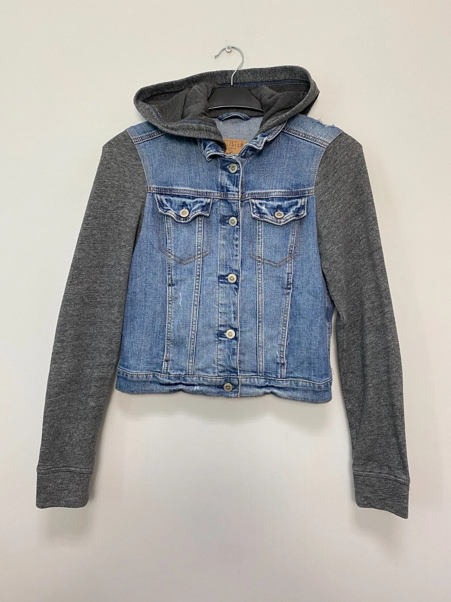 Hollister Denim Jacket Sweat Hood & Sleeves In Light Wash/grey in Blue for  Men | Lyst