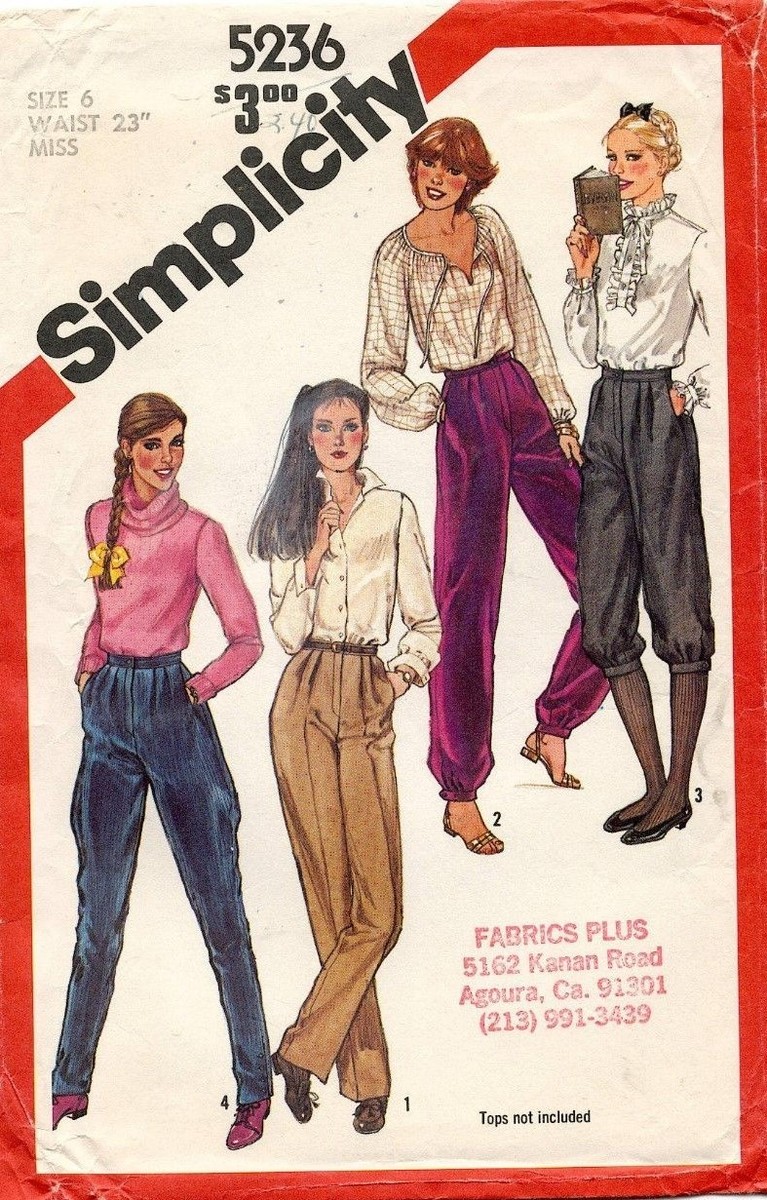 1980's VTG Simplicity Misses' Pants,Kinckers,Jodhpurs 1980's VTG Simplicity Misses' Pants,Kinckers,Jodhpurs