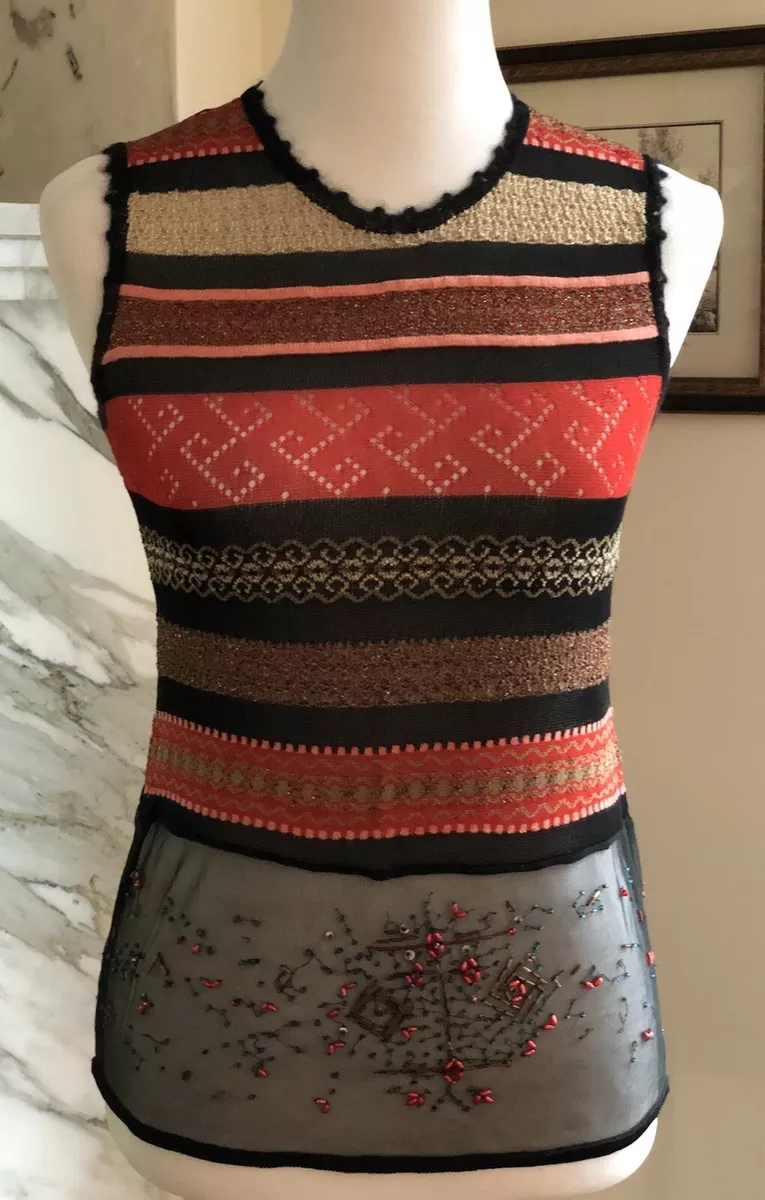 Christian Lacroix Bazar Gilet Vest Top Blouse w. Beading Size S/36/UK