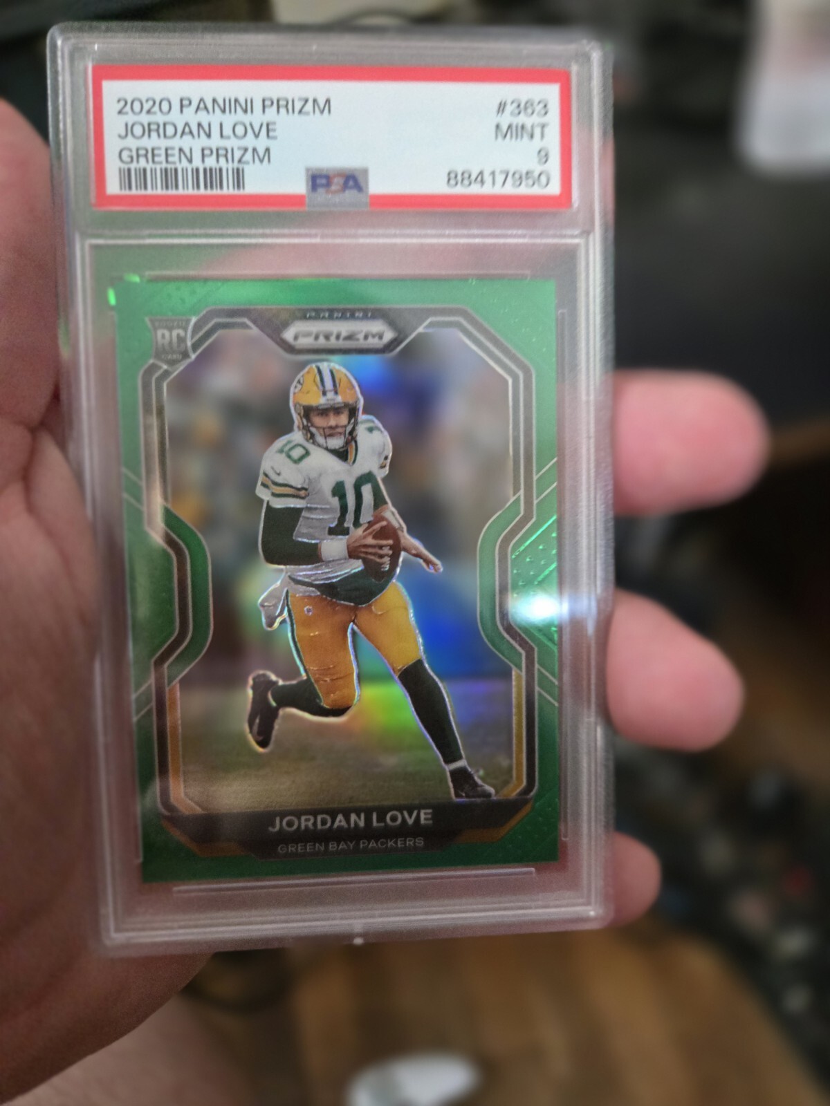 2020 Panini Rookie Green Prizm #363 Jordan Love RC Packers TEAM COLOR PSA 9 MINT