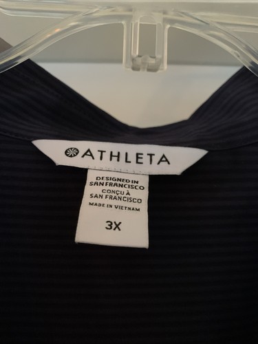 NEW Athleta Urbanite Tank Plus Blue Striped Relaxed Stretch Button-down Shirt-3X - Picture 3 of 6