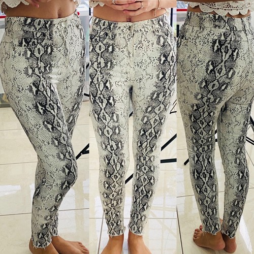 Zara Jeans Womens 34 8 Skinny High White Grey Snake Reptile