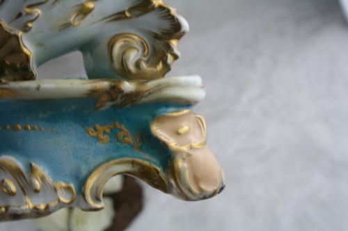 1880 Antique French PAIR Cornucopia horn dragon chimaera paris porcelain statue - 第 5/9 張圖片