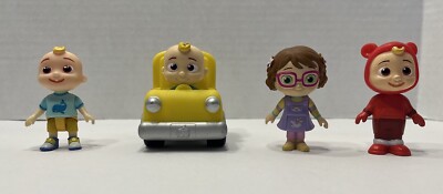 Cocomelon Toys Lot School Bus Vehicle With JJ Driver & 3 Figures Two JJ & Bella