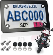Matte Black Stainless Steel Motorcycle License Plate Frame Including Hardware