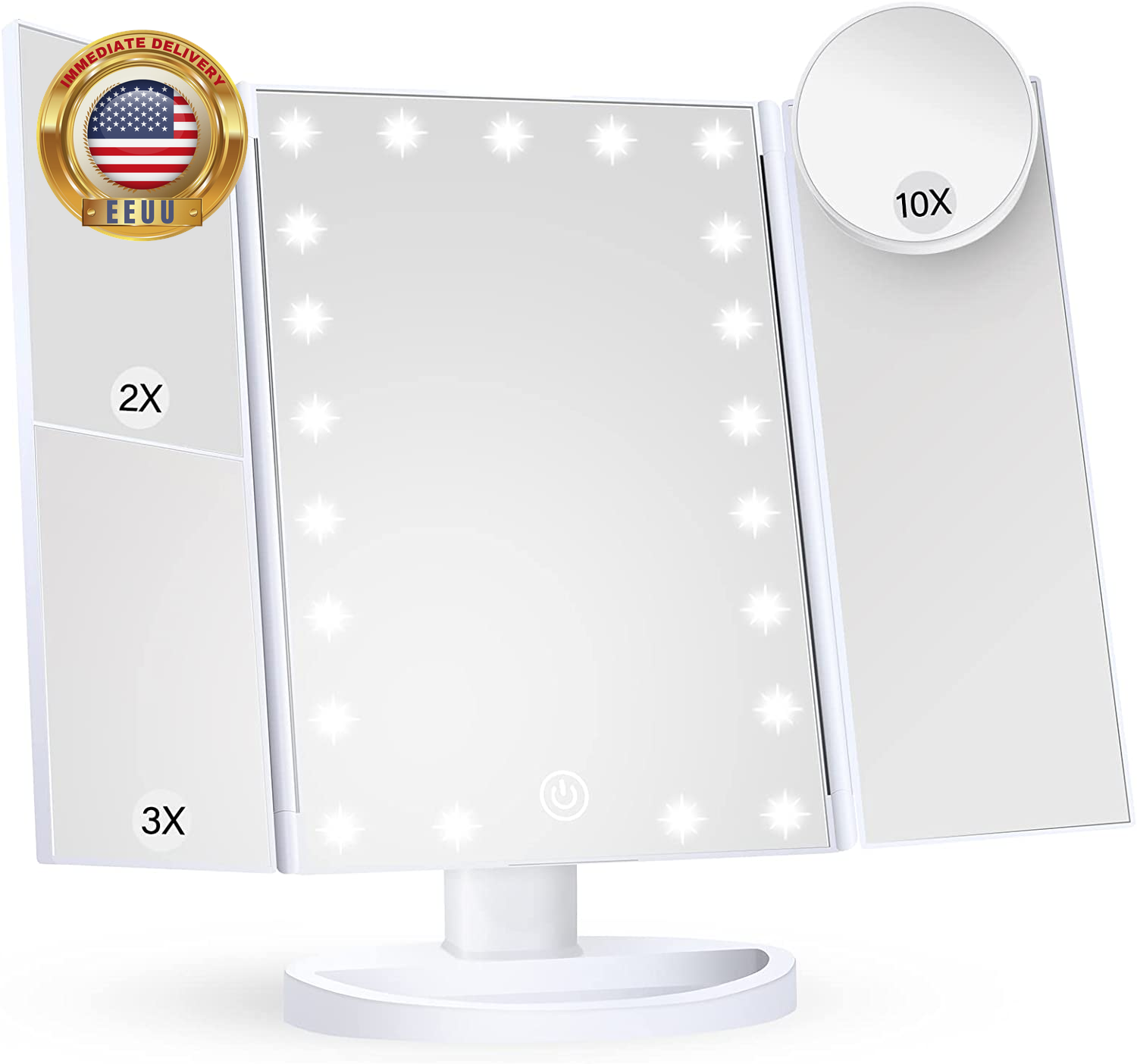 LED Vanity Mirror with 2X 3X 10X Magnification and Adjustable Lighting-image