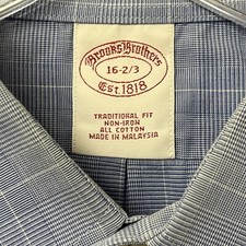 Brooks Brothers Traditional Fit Shirt Men 16 2/3 Blue Plaid Button Up Non Iron