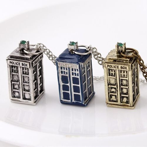 Doctor Who Tardis Police Box Pendant Necklace with Silver Chain Cosplay Gift