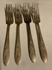 4 USN National Silver A1 Navy Silverplated Forks Ship Formal Dinner