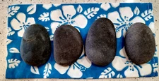 Set of 4 Hawaiian 'Ili'Ili (Natural Black River Rocks) with bag