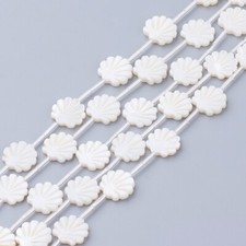 50Pcs Natural White Shell Beads Mother of Pearl Shell Beads Crafts 12x12x3mm