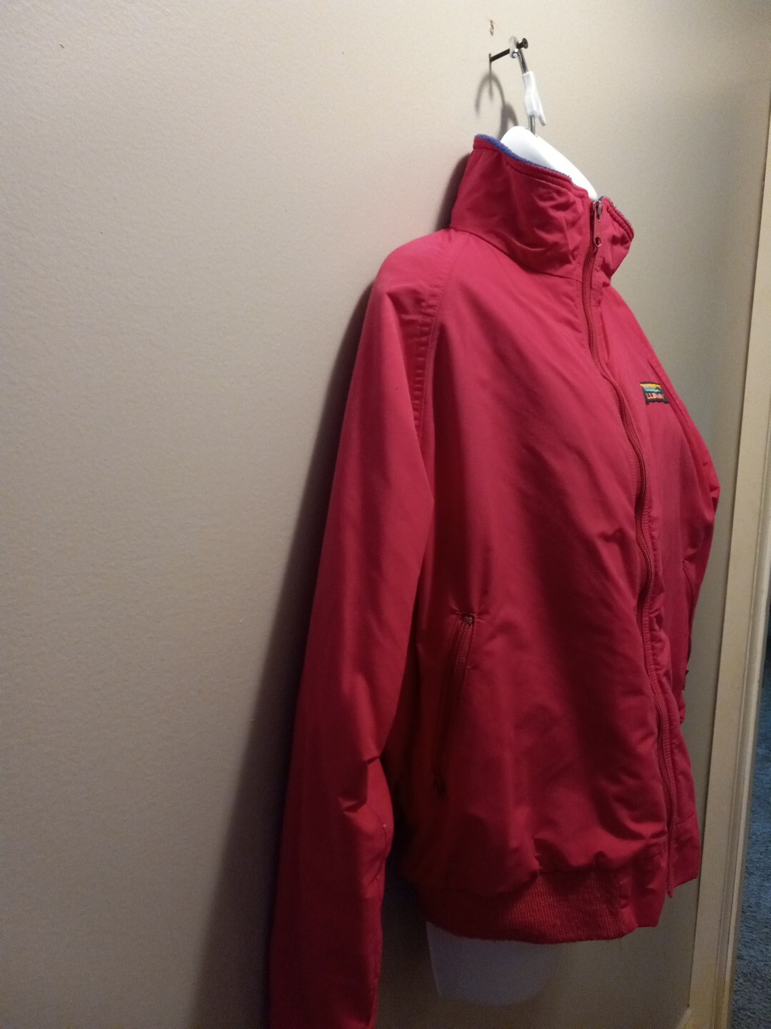 Vintage LL Bean Warm Up Jacket Womens L PINK Fleece Lined Made in USA