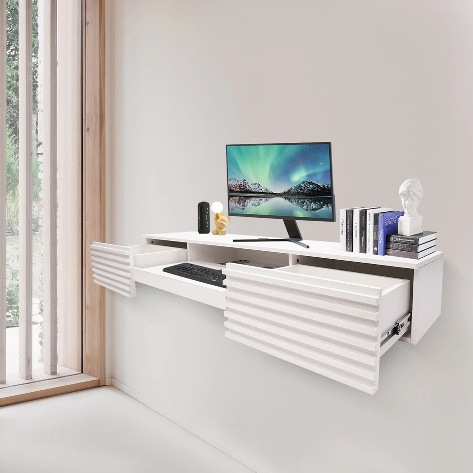 Wall Mounted Desk, Wall Mounted Desk with Pull Out Drawer, Wall Organizer - Image 4 of 4