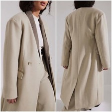 Lydia Tomlinson X Na-kd Amazing Light Beige Wool Blend Long Coat Uk 8-10 New!