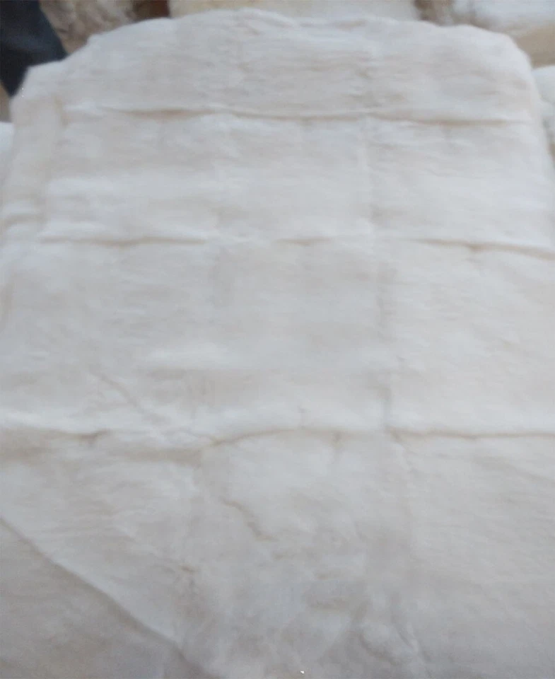 Real Rabbit Fur White Blanket & Real Fur Carpet Rug Throw Leather Fur Carpet - Image 3 of 4
