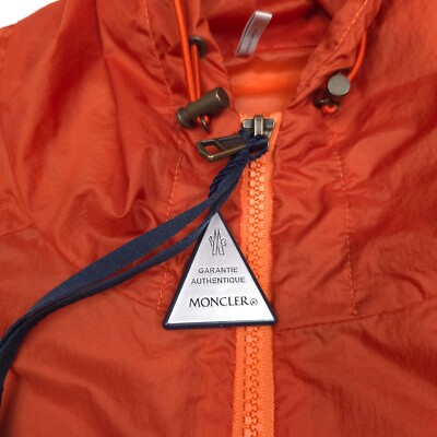 $1095 Moncler Orange Samakar Zip Front Hooded Jacket Mens Size