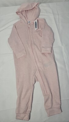 Old Navy Baby Girl Hooded Zip Romper Pink 6 12 Months NWT Cozy One Piece