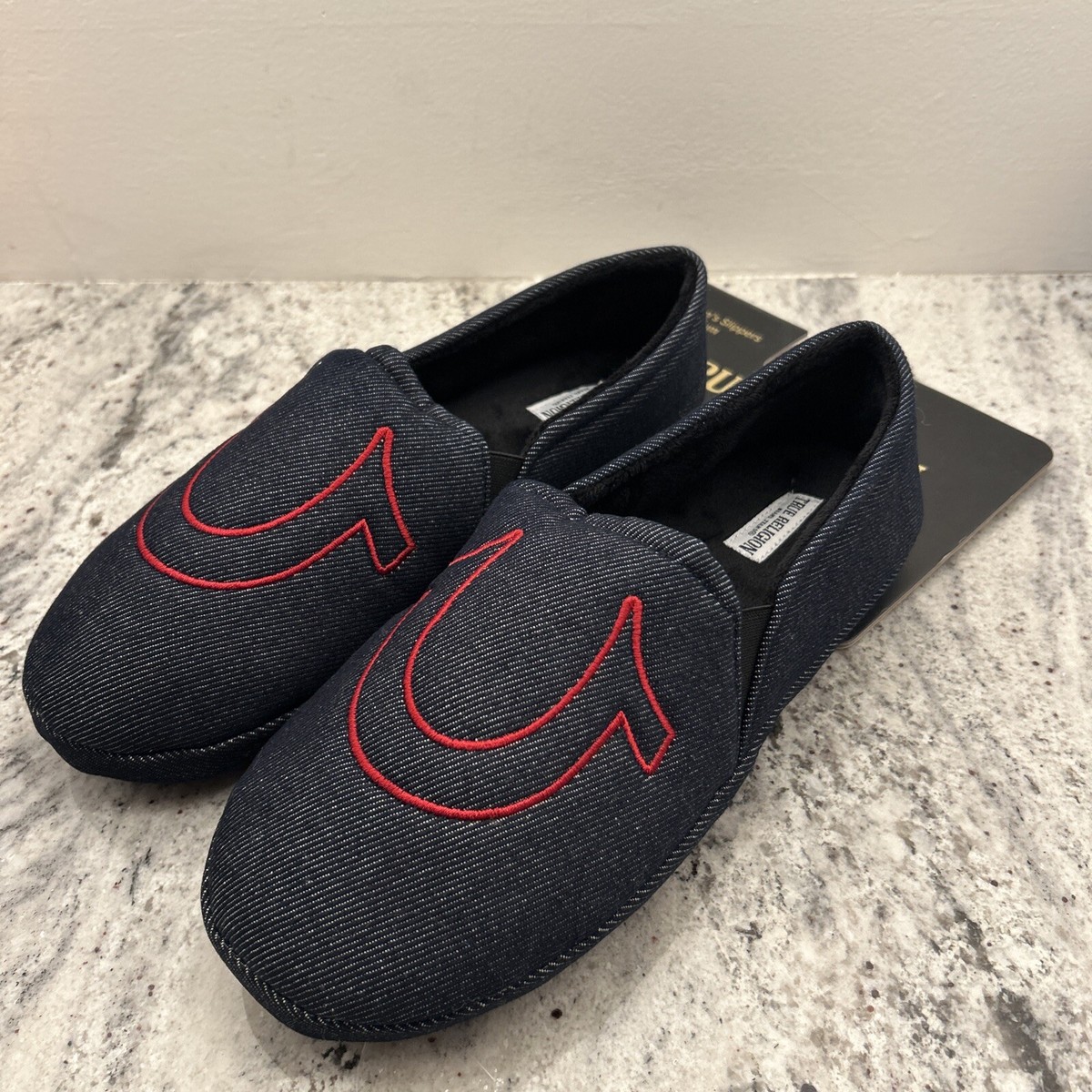 True Religion Men\'s Slides Size 10 Denim Blue Never Worn True Religion Unisex Sz M 9-10 Soft Blue Denim Slides  main image 2