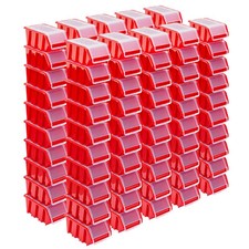 100x Stapelbox mit Deckel Box Sortierbox Rot ...