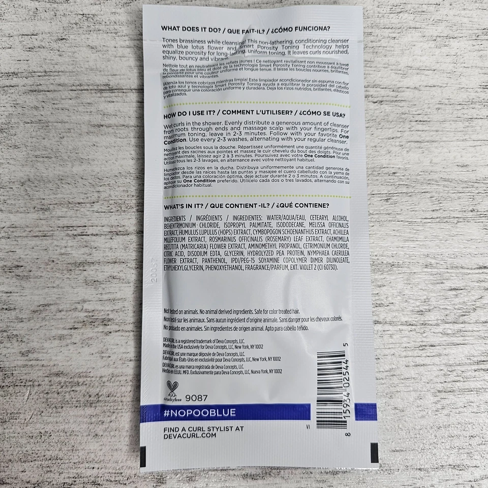 DEVA CURL No-Poo Blue Zero Lather Toning Cleanser 1 fl oz each - LOT OF 5 - Image 3 of 3