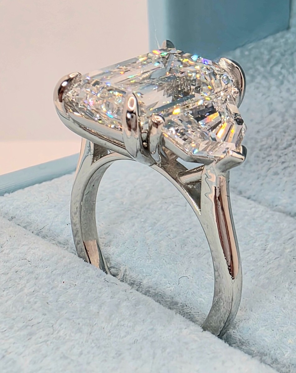 6.13 Ct D VS1 Plat Emerald Cut Lab Grown Diamond Ring IGI Cert GIA