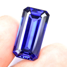 Flawless 15.60Ct Natural Blue Ceylon Sapphire AGL Certified Emerald Cut Gemstone