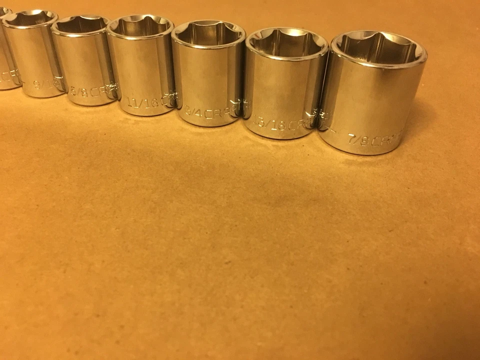 Craftsman Hand Tools Socket Set 3/8 Drive 11 pc Piece 6pt Point SAE Inch 1/4 7/8 - Image 2 of 4