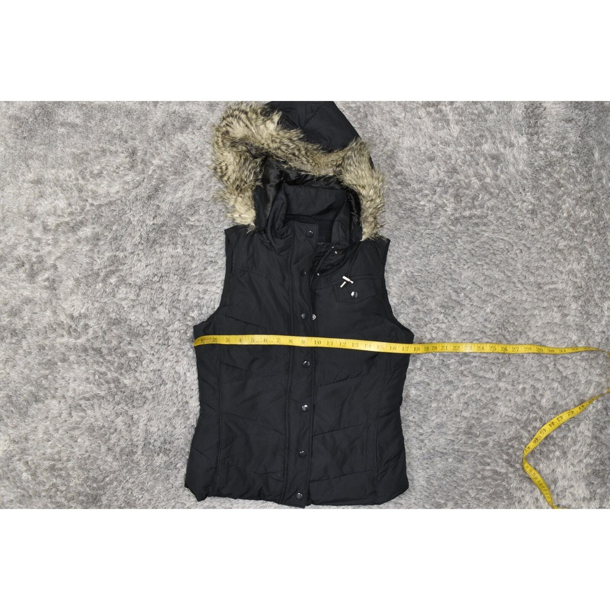 Banana Republic Black Puffer Vest XS Full Zip Solid Fleece Lined