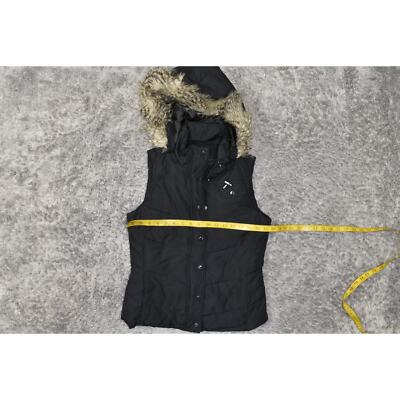 Banana Republic Black Puffer Vest XS Full Zip Solid Fleece Lined