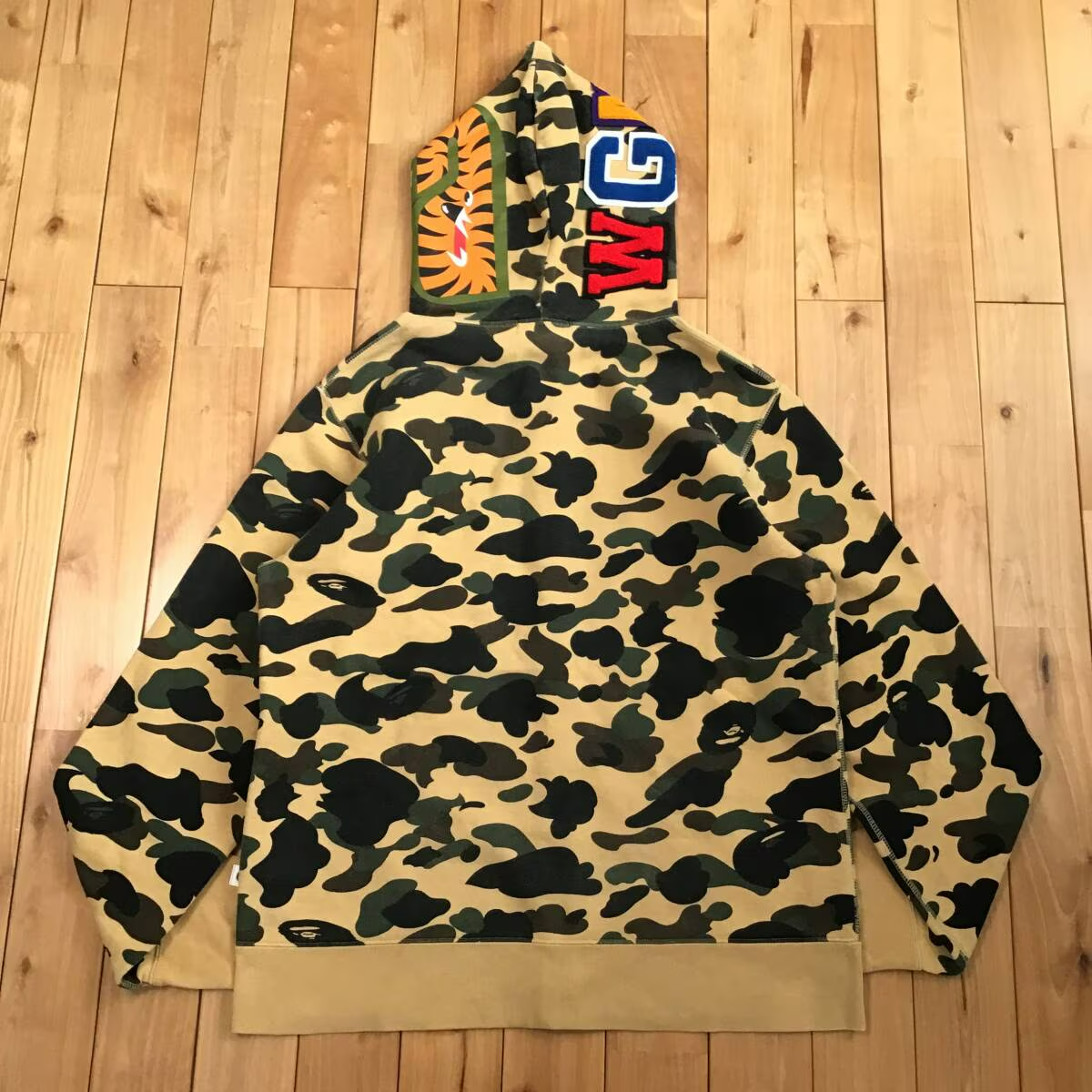 BAPE 1st camo yellow shark full zip hoodie a bathing ape WGM Size