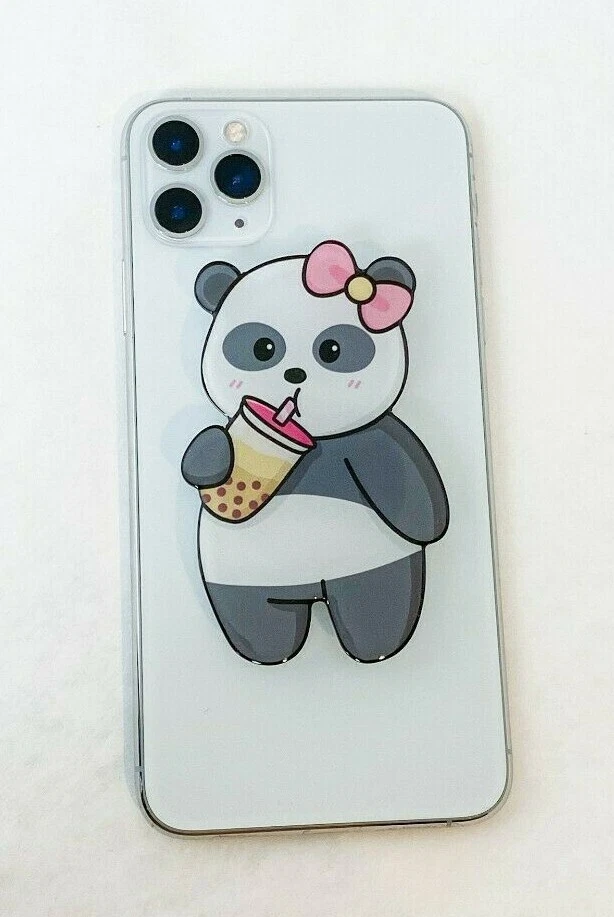 2 Milk Tea Boba Panda Cell Phone Holder Grips - For Him, Her or Yourself - Cute! Foto 2 de 4