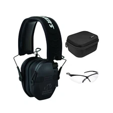 Walker's Razor Quad Ear Muffs with Shooting Glasses and Hard Case (3 Items)