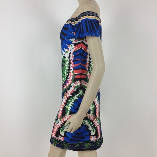 Womens Short Bodycon Dress Size Medium M Off the Shoulder Fitted Stret Printed - Picture 5 of 7