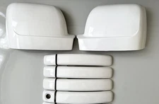 GLOSS WHITE WING MIRROR 4 DOOR HANDLE COVERS RENAULT TRAFIC 2014-2020 X82 VAN