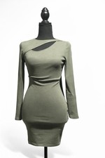 Wild Fable Olive Green Cut Out Bodycon Dress Long Sleeve XXS