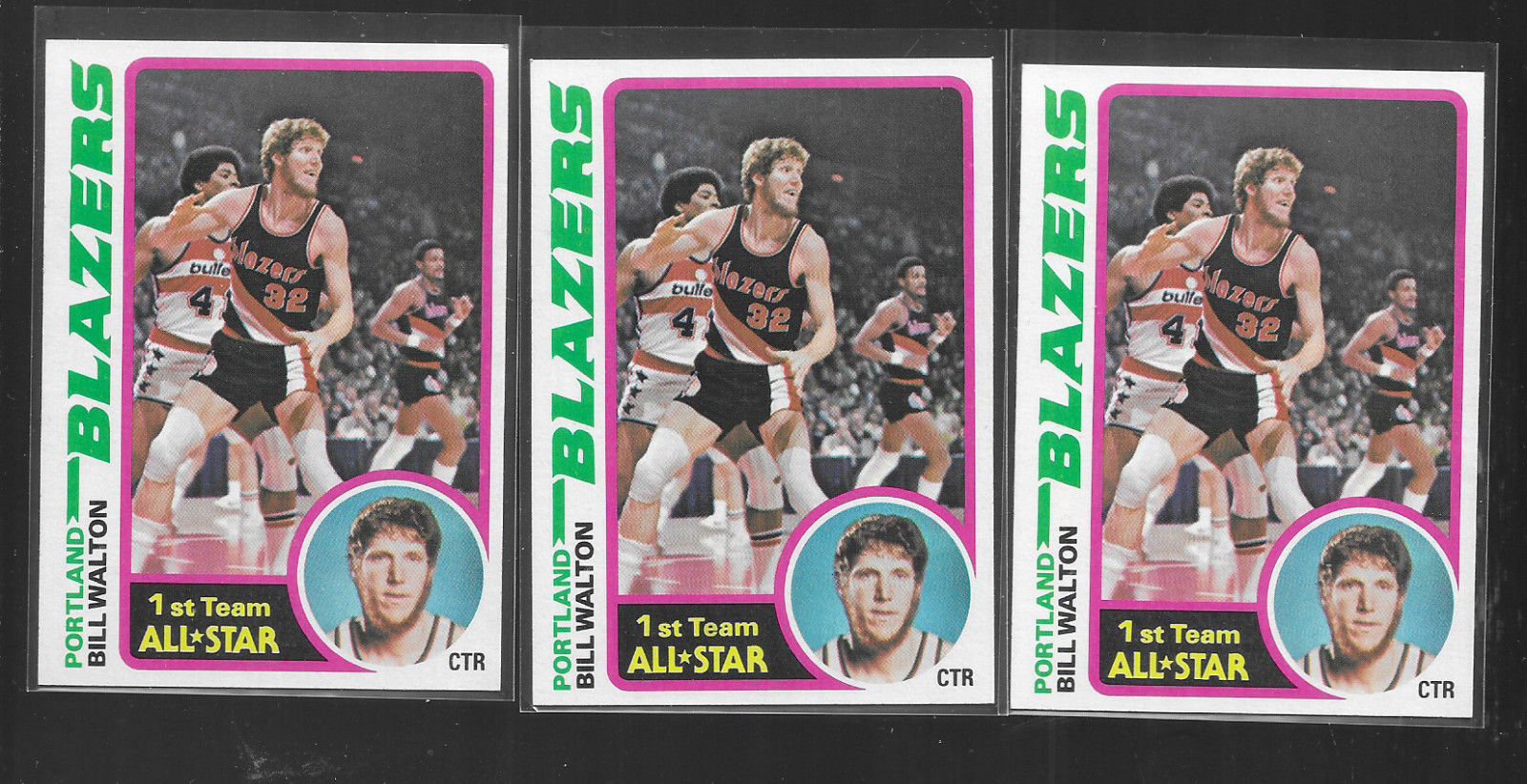 1978 TOPPS BASKETBALL # 1 BILL WALTON ( 3 COPIES ) NICE CARDS