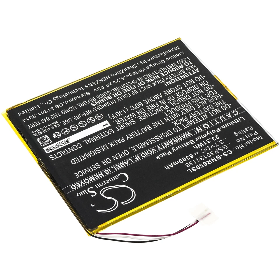 Battery for Barnes & Noble BNTV650 Nook 10.1 GSP30134138 Tablet CS-BNR650SL 3.8v - Image 2 of 4
