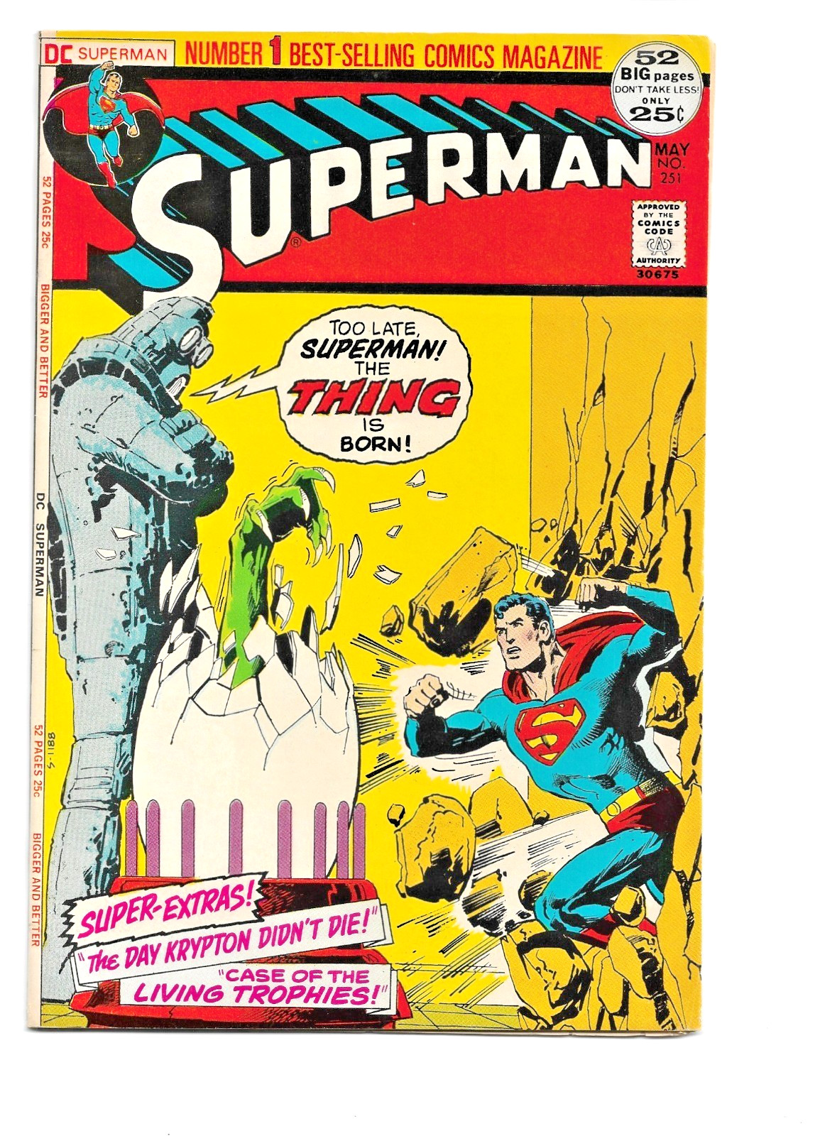 Superman 251, 1972 DC 52Page, The Thing Neal Adams 9.0 VF/NM