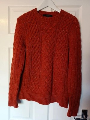 Express Damenpullover 80 % Wolle orange gefleckt Größe S