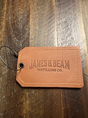 James B. Beam Distilling Brown Leather Luggage Tag Distillery Jim Whiskey