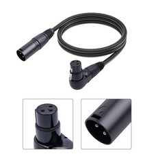 Heavy Duty 3 Pin XLR Female to Male Adapter Cable with 90 Degree Connector