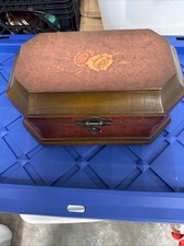 Wood Box With Floral Pattern On Top