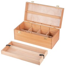 Large Art Supply Storage Box, Solid Beechwood Tool Box, Artist Storage Organizer