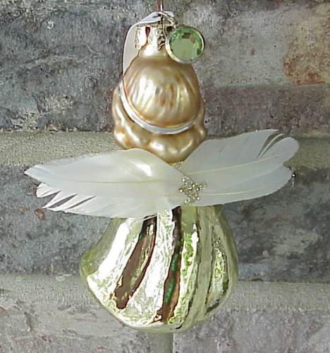 Vintage Angel Ornament Praying Blown Glass Feather Wings August Birthday DEMDACO - Picture 5 of 9